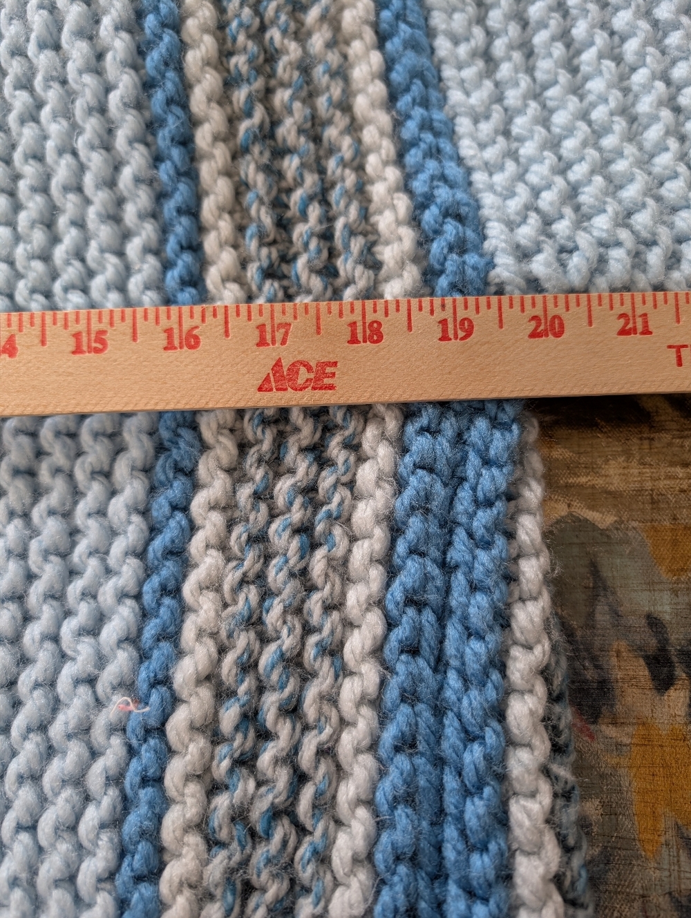 Hand Knitted Hooded Blue White Cozy Sweater Coat Oversized Bohemian XL - Picture 5 of 7